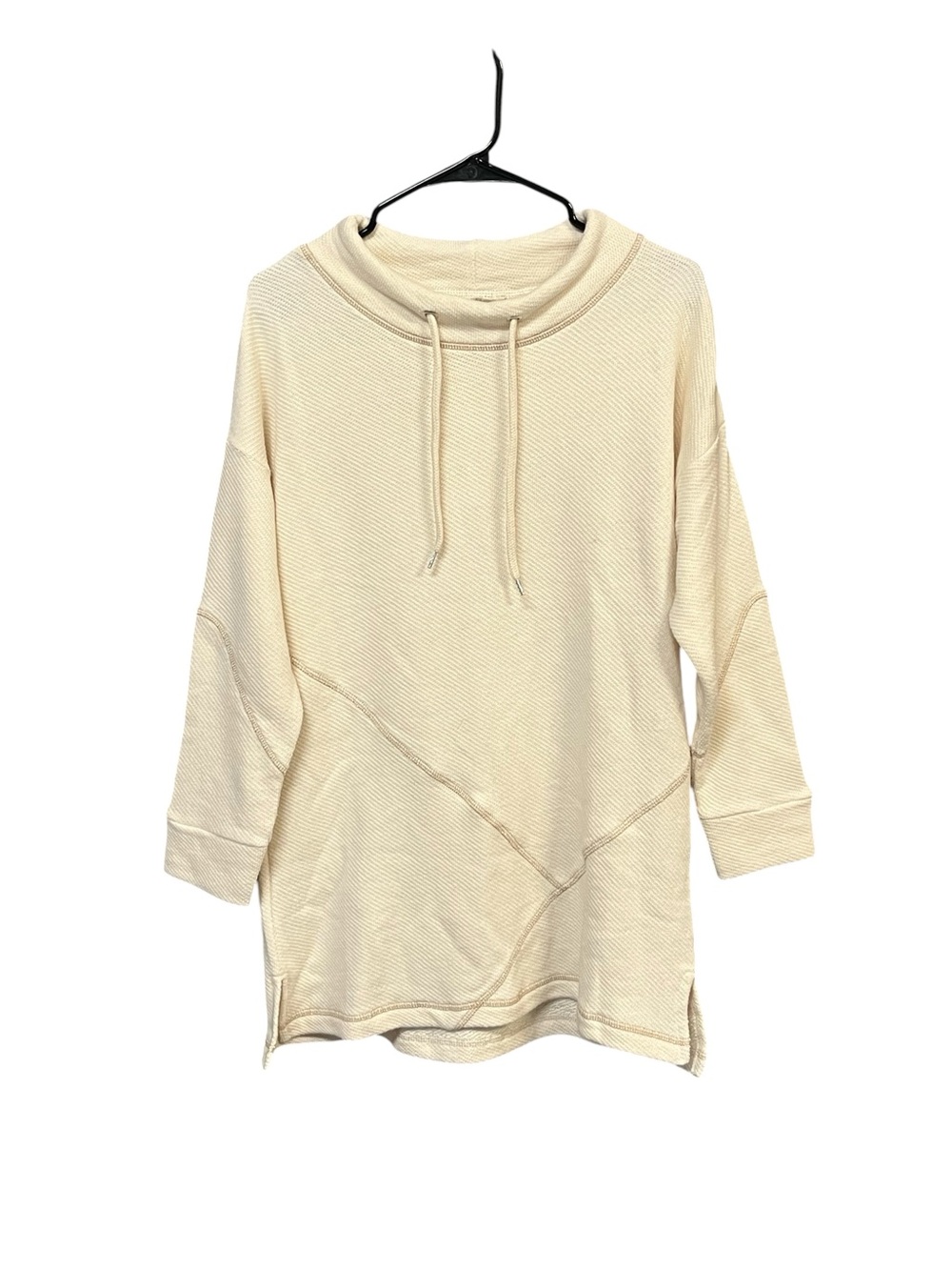 Soft Surroundings Danika Top M Ecru Cowl Neck Tunic Sweatshirt Cotton NWT